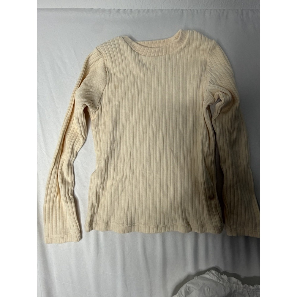Zara Girls Tops Lot Size 4-5Y White Eyelet Floral Ribbed‎ Long Sleeve 3 Pc - Picture 5 of 11
